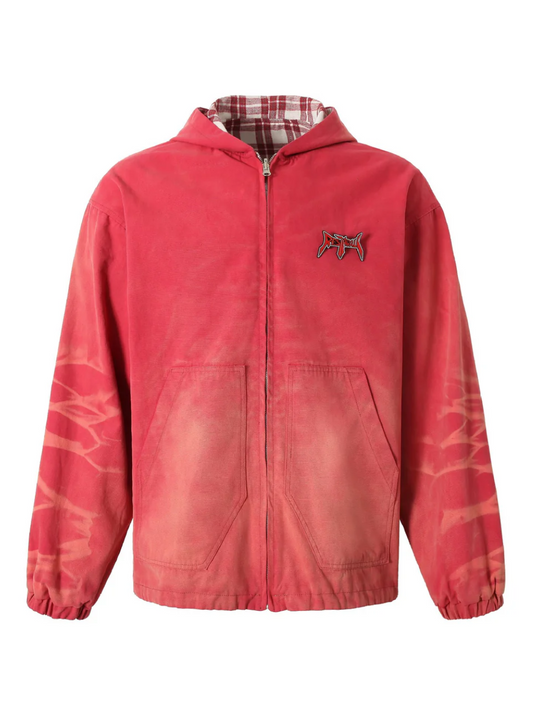 Versatile American Red Reversible Work Jacket for All-Day Comfort