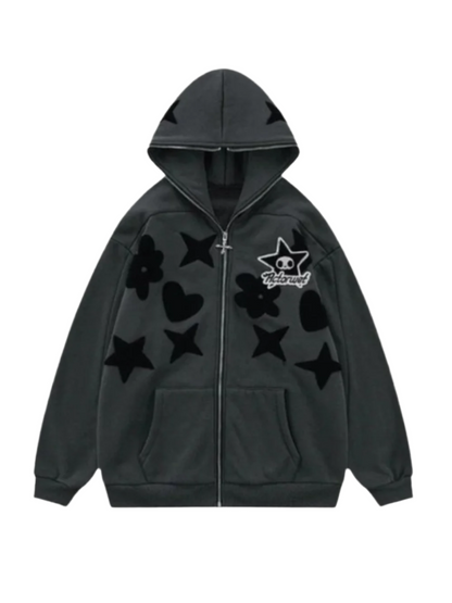 Charming Heart Embroidered Hoodie