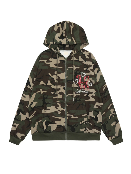 Chic Love Mercier Camo Zip-Up Jacket