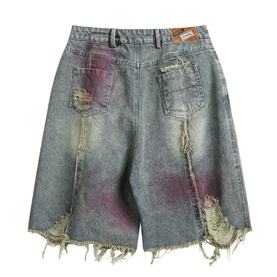 Red Splashed Jorts