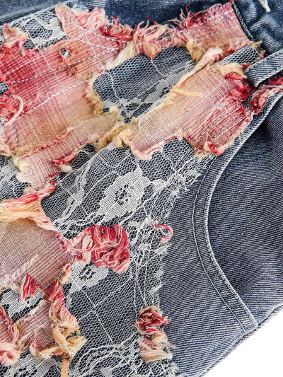 Heavy Craftsmanship Damaged Floral Hip-Hop Shorts