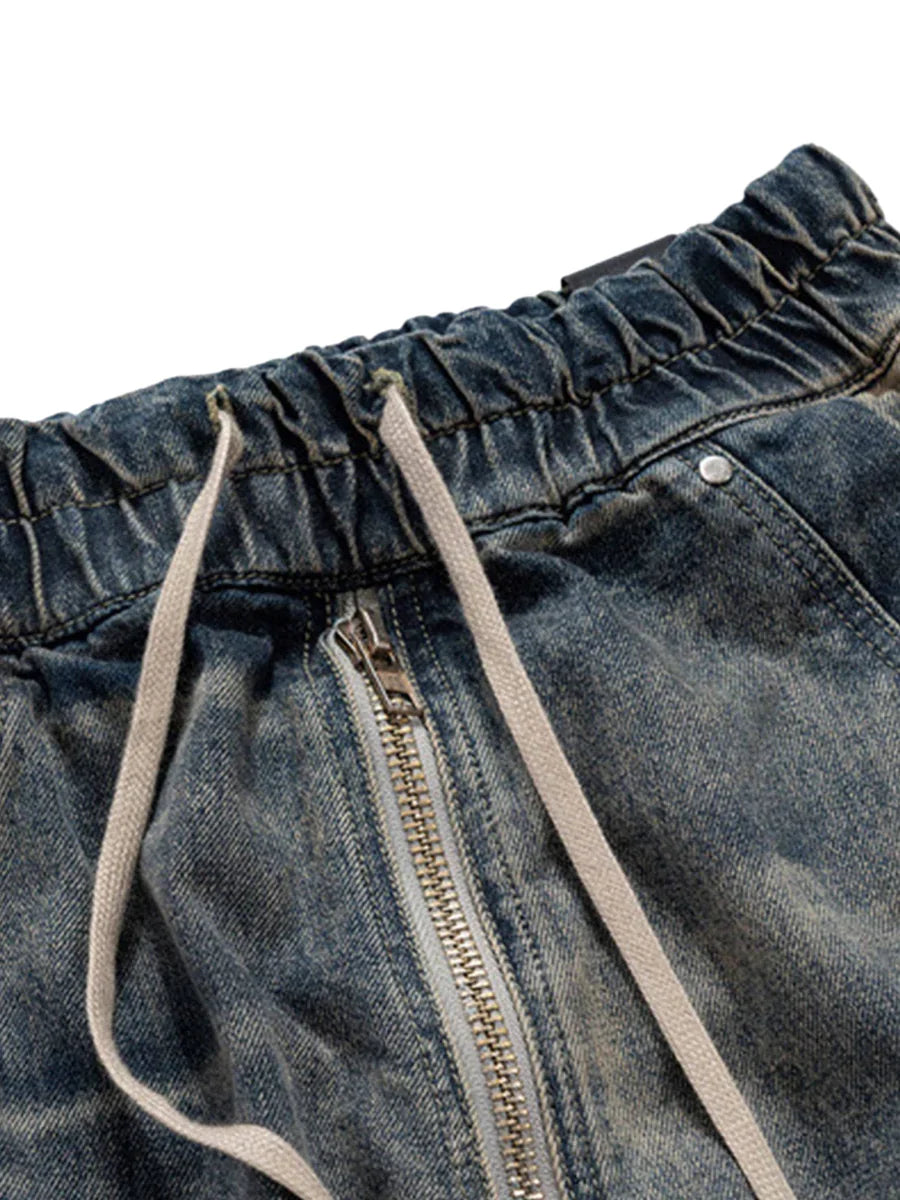 Washed Multi-Pocket Straight Leg Denim