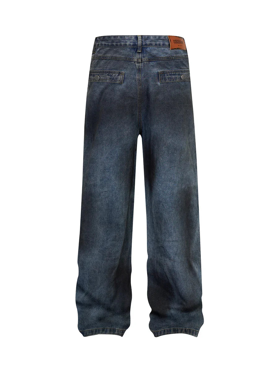 High Street Hip-hop Distressed Washed Work Jeans