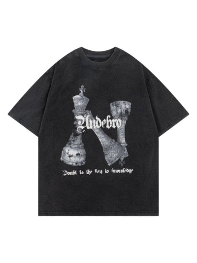 Chess Print Washed T-Shirt