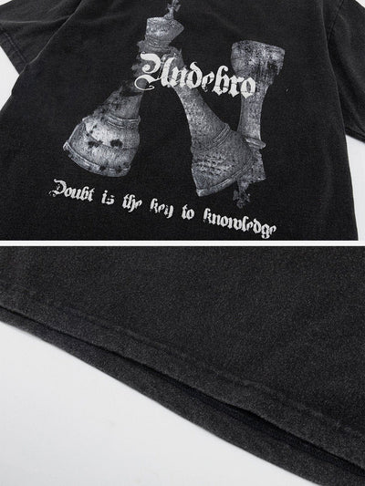 Chess Print Washed T-Shirt