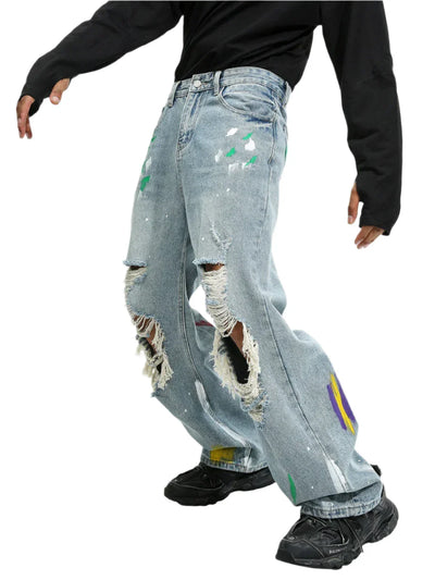 Paint Splatter Ripped Jeans