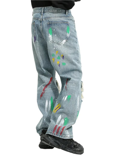 Paint Splatter Ripped Jeans