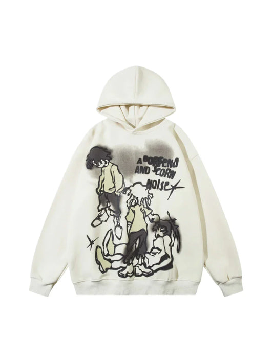 Charming Line Character Graphic Hoodie