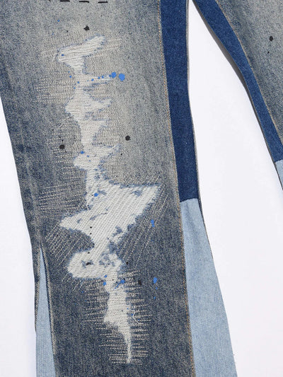 Splashing Ink Patchwork Jeans