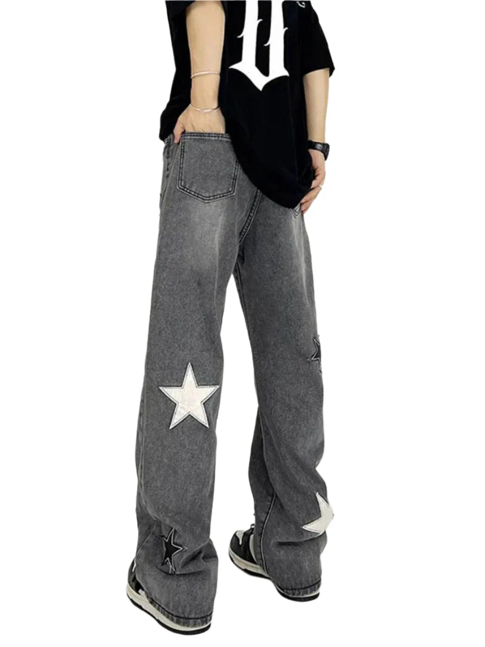 Star Patch Emboirdery Jeans