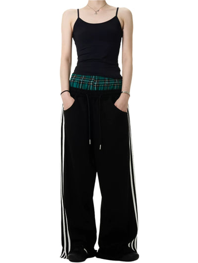 Double Waist Plaid Sweatpants