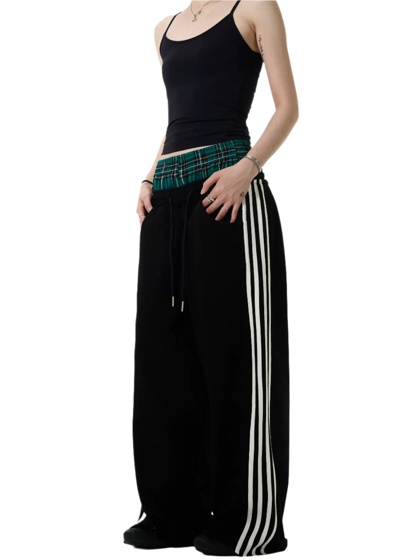 Double Waist Plaid Sweatpants