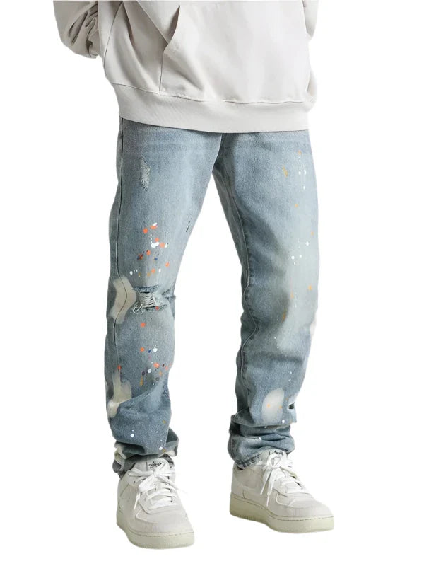 Jeans With Paint Design