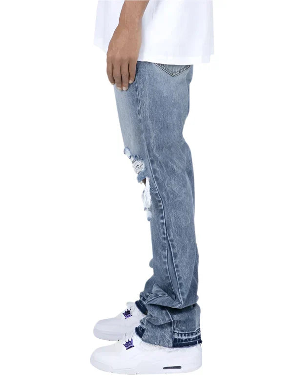 Jeans With Flare Design Ripped