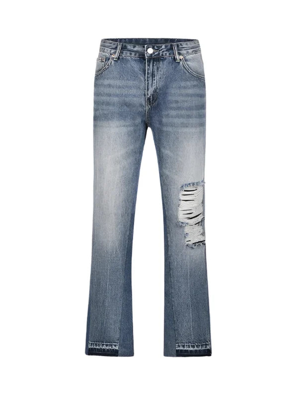 Jeans With Flare Design Ripped