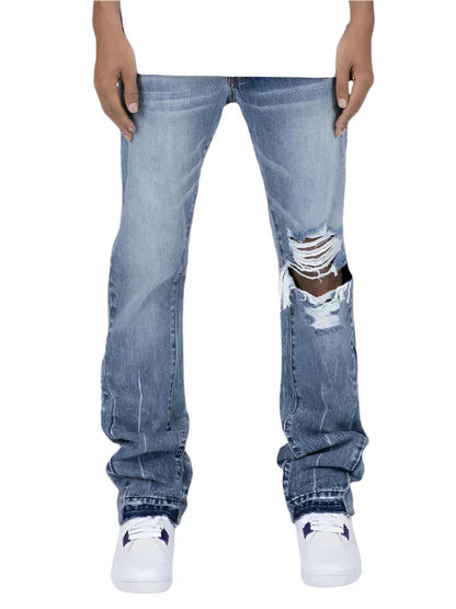 Jeans With Flare Design Ripped