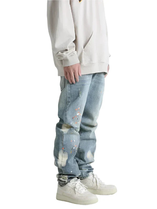 Jeans With Paint Design