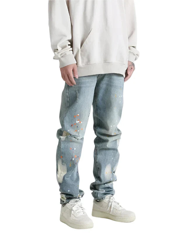 Jeans With Paint Design