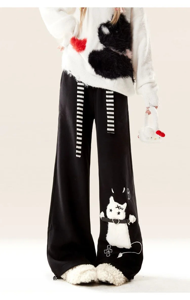 Edgy Kawaii Cat Streetwear Pants
