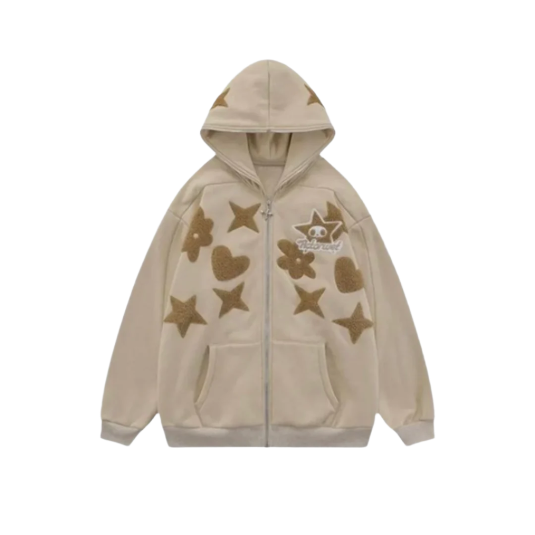 Charming Heart Embroidered Hoodie