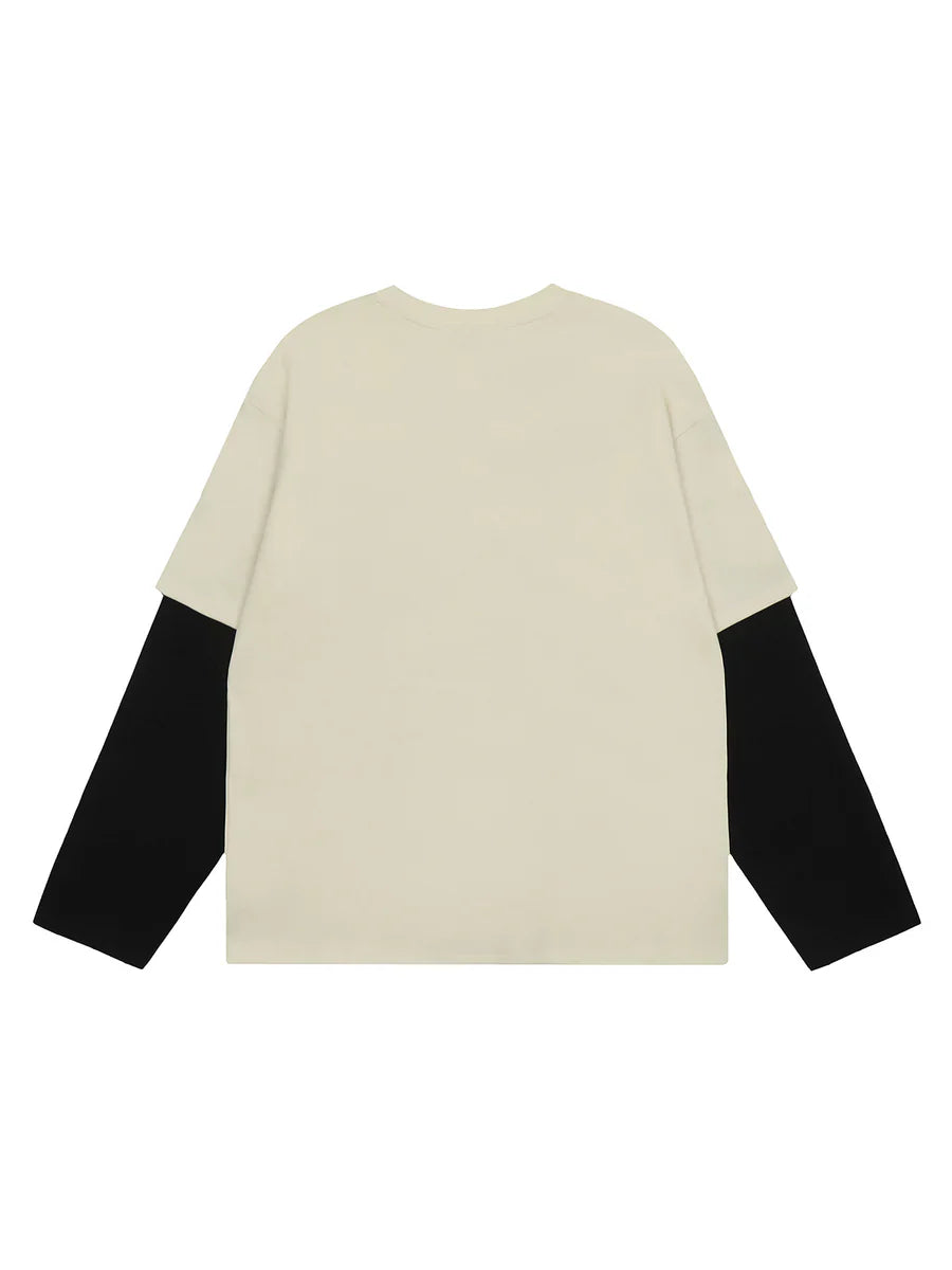 Faux Two-piece Colorblock Crewneck Sweatshirt