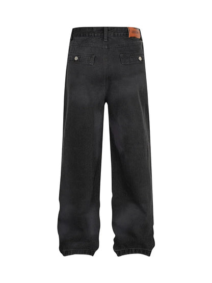 High Street Hip-hop Distressed Washed Work Jeans