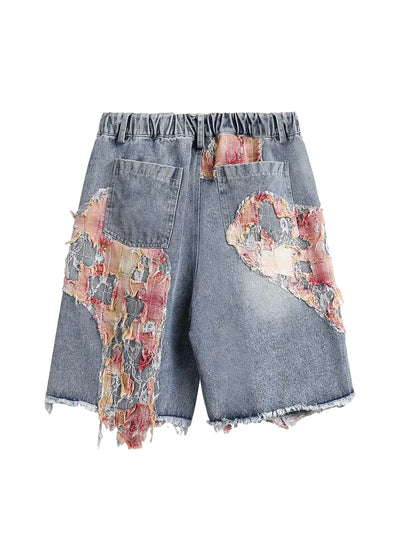 Heavy Craftsmanship Damaged Floral Hip-Hop Shorts