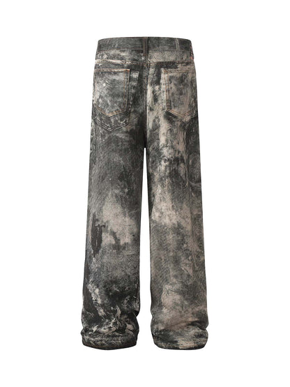 Tie-dye Camouflage Straight Jeans