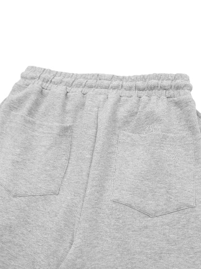 High Street Solid Color Simple Twisted Cuffed Casual Sweatpants