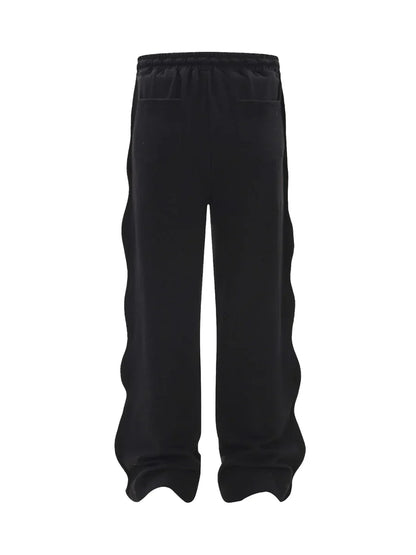 High Street Solid Color Simple Twisted Cuffed Casual Sweatpants