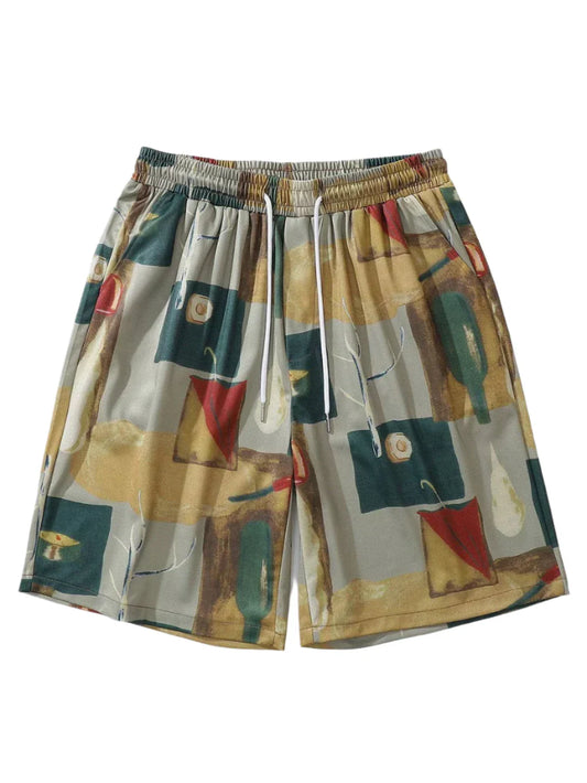 Oil Painting Drawstring Shorts